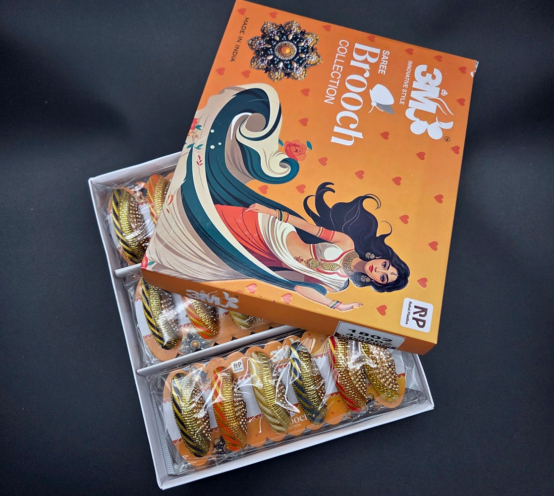 Embroidery Saree Brooch | Rahul Plastics | Pack of 12