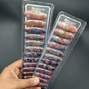 Acrylic Printed Saree Brooch | Rahul Plastics | Pack of 12