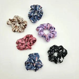 Satin Printed Scrunchies | Rahul Plastics | Pack Of 12