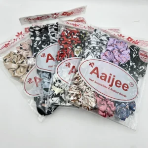 Satin Printed Scrunchies | Rahul Plastics | Pack Of 12