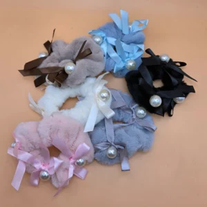 Fur Fabric Hair Scrunchies | Rahul Plastics | Pack of 12