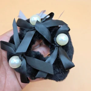 Fur Fabric Hair Scrunchies | Rahul Plastics | Pack of 12