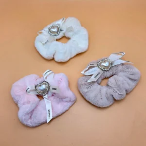 Fur Fabric Hair Scrunchies | Rahul Plastics | Pack of 12