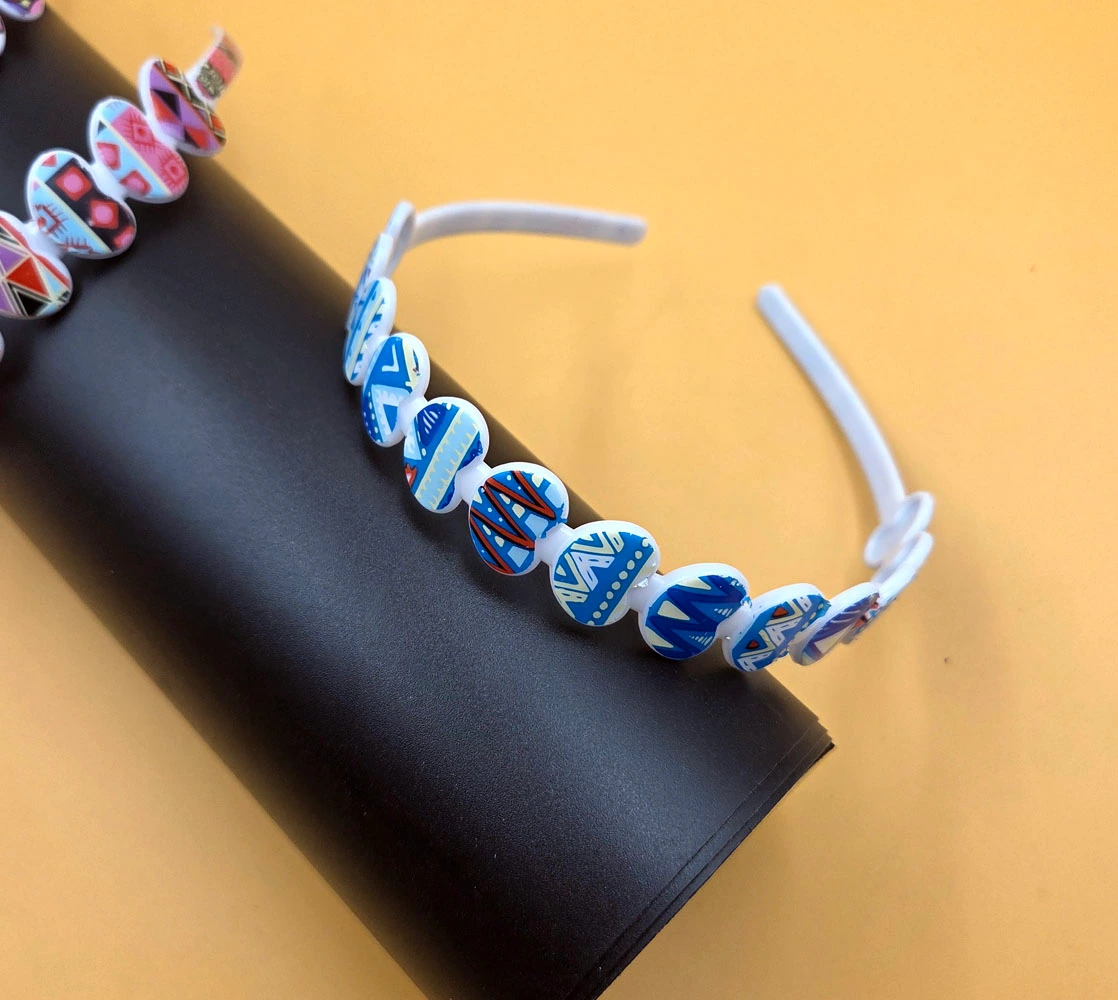 Printed Heart Shape Hair Band | Rahul Plastics | Pack of 12