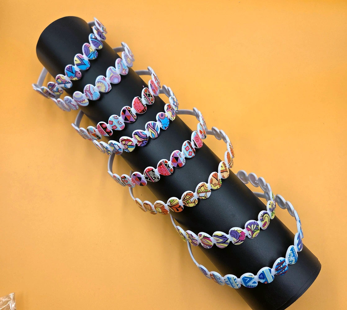 Printed Heart Shape Hair Band | Rahul Plastics | Pack of 12